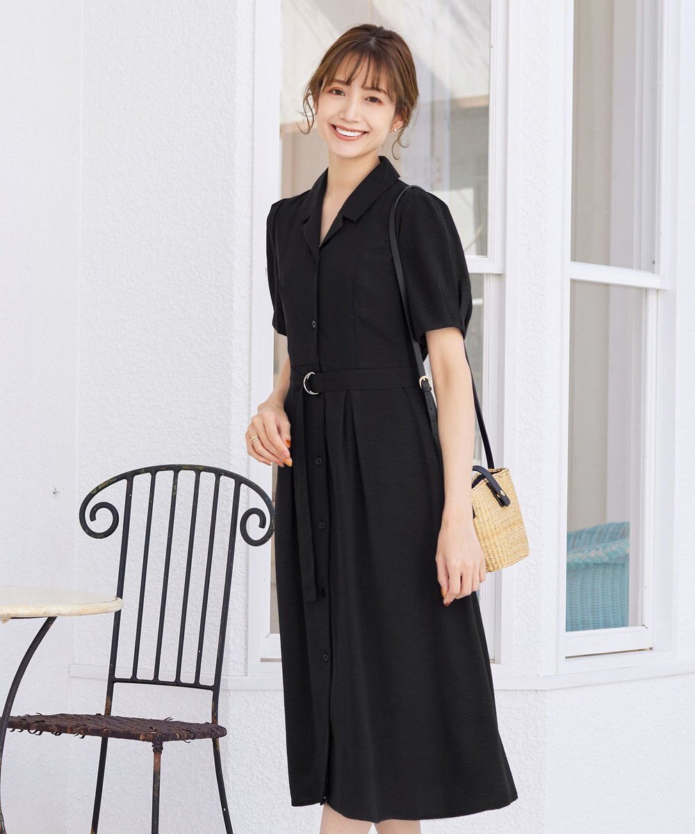 Tiaclasse 【洗える】開襟シャツワンピース 