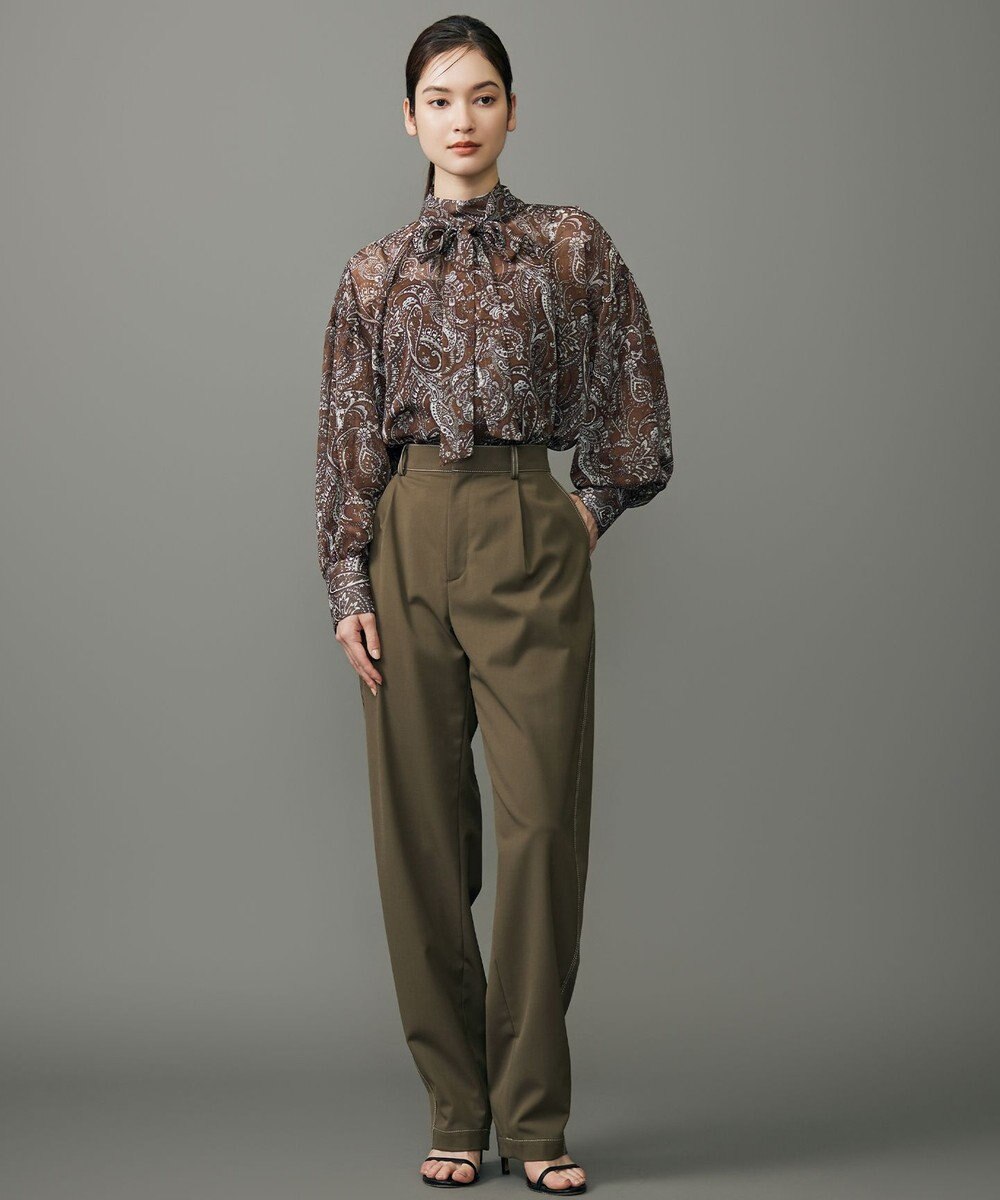 自由区 ペイズリープリントボウタイ ブラウス 