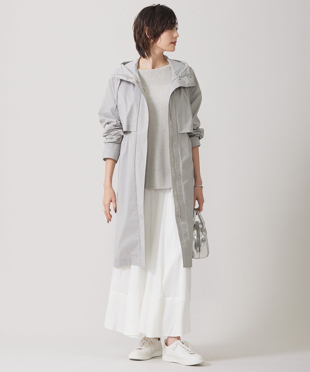 ICB 【撥水加工】 メモリーストレッチタフタ フーデットコート 