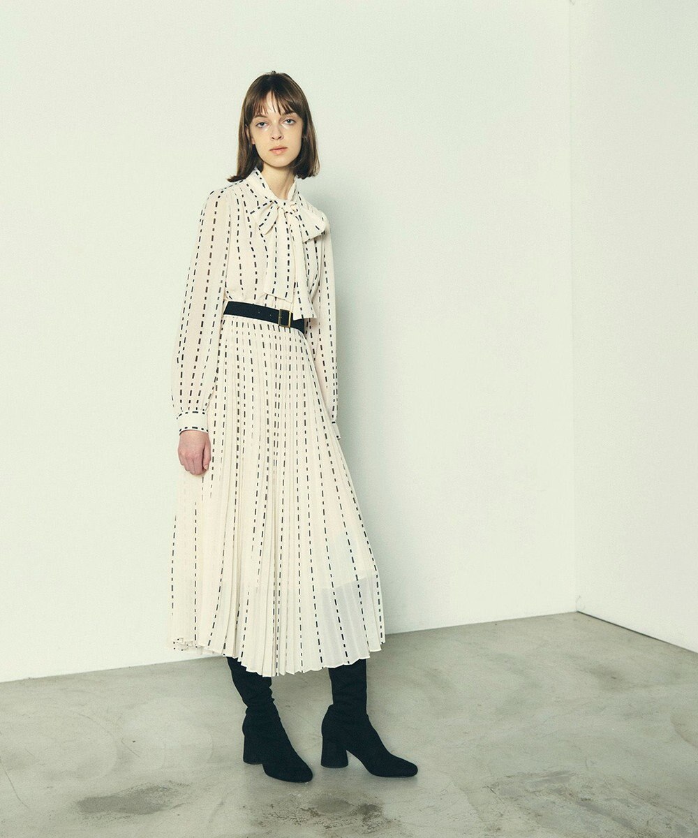 GRACE CONTINENTAL ドットストライププリントワンピース 