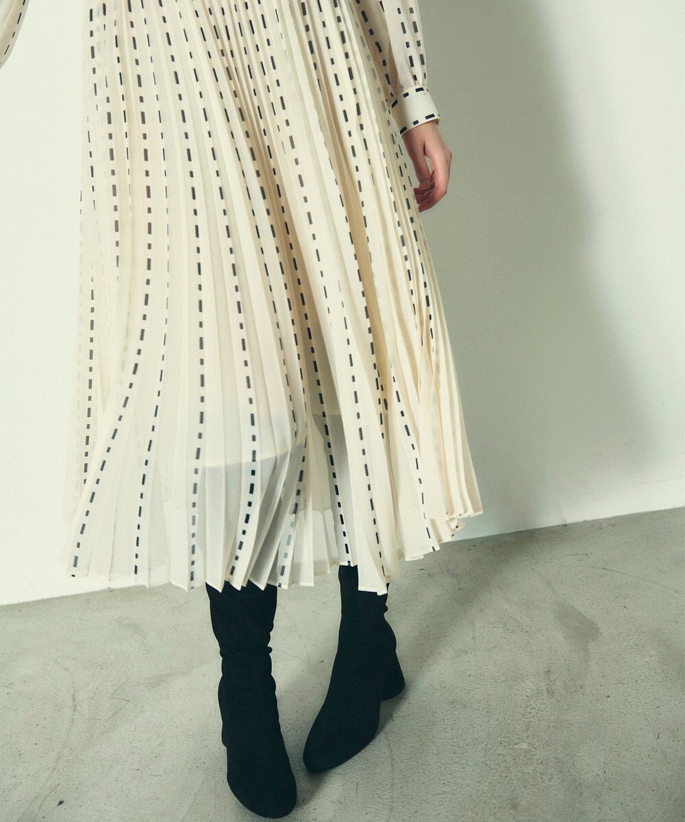 GRACE CONTINENTAL ドットストライププリントワンピース 