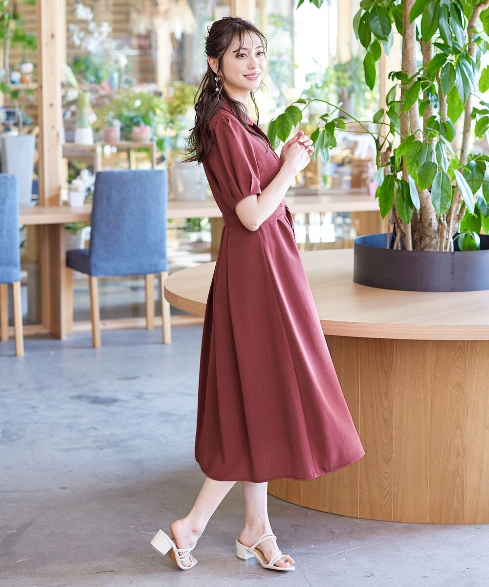 Tiaclasse 【洗える】開襟シャツワンピース 