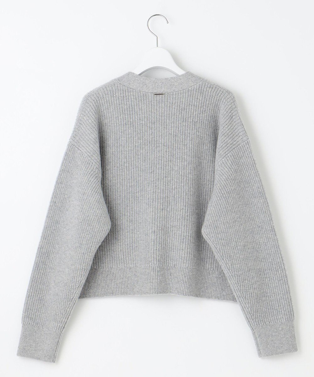 自由区 【洗える】ウールカシミヤブレンドラメスパンコールニット カーディガン 