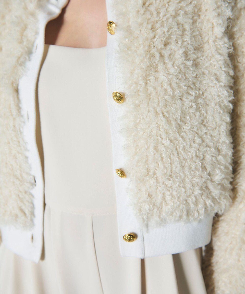 GRACE CONTINENTAL フェイクファーニットカーディガン 