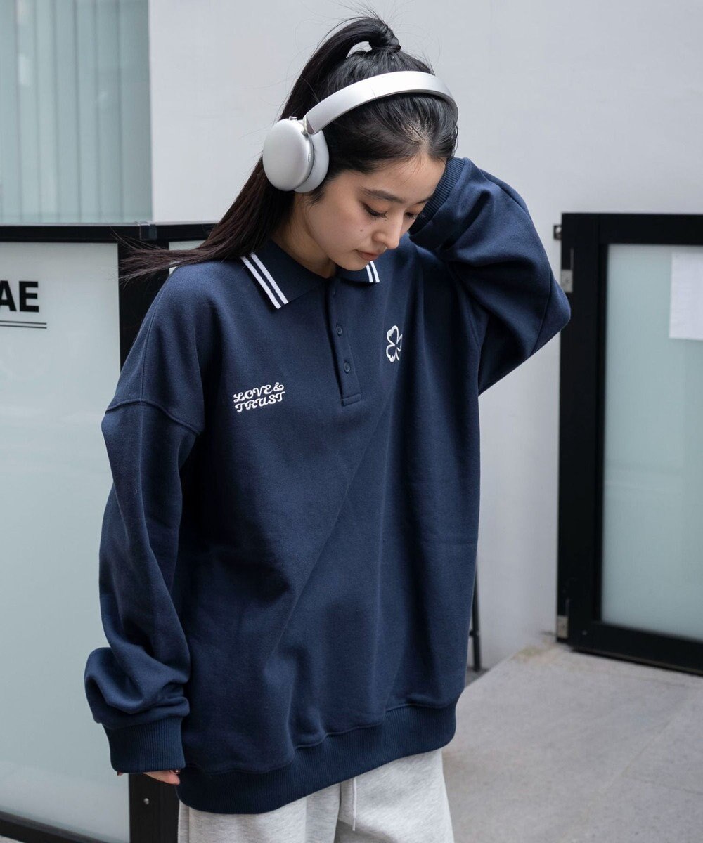 WEGO 【ユニセックス着用ITEM/MLサイズ展開】モチーフロゴポロスウェット 