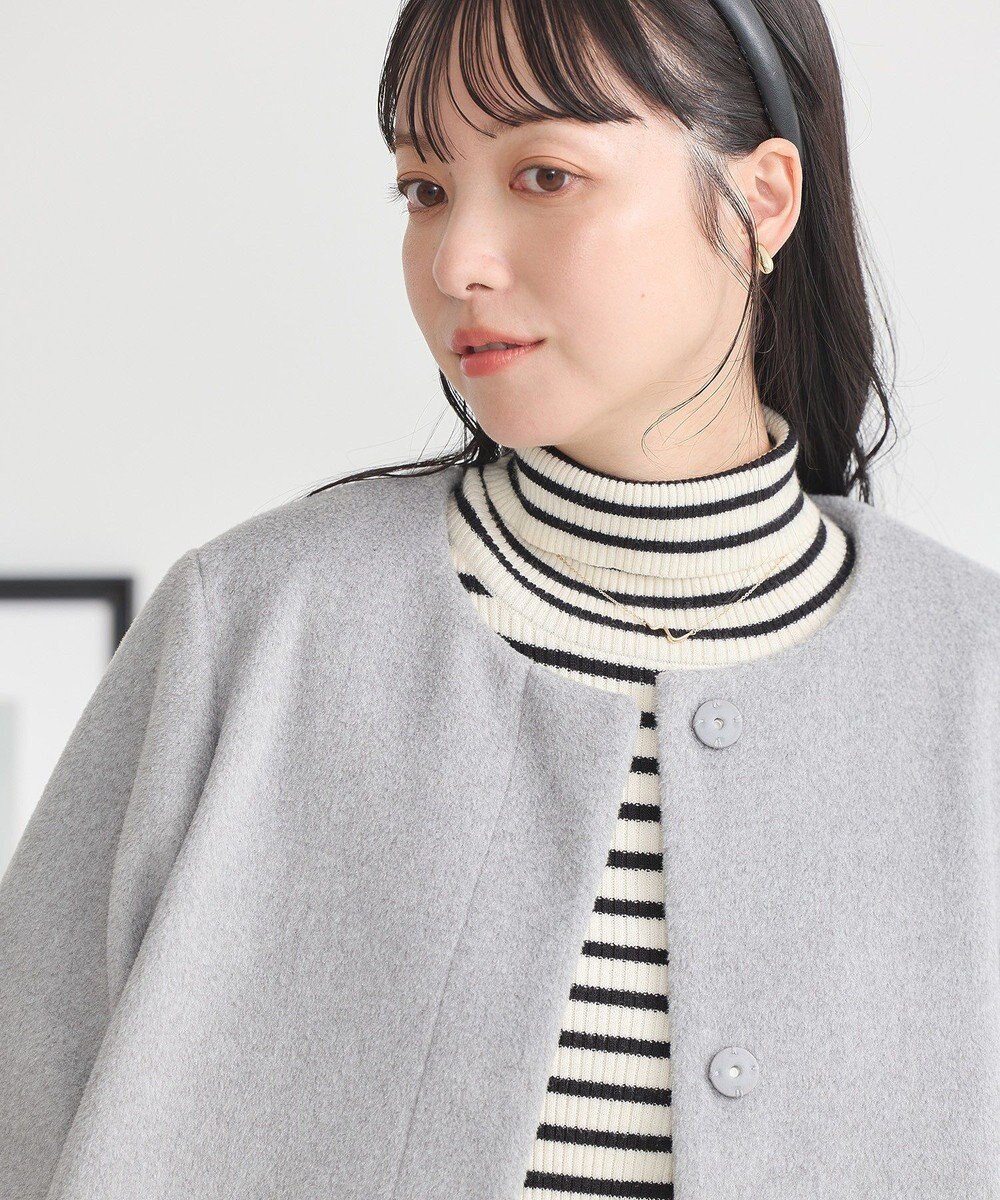 earth music&ecology ファーカフスノーカラーコート 