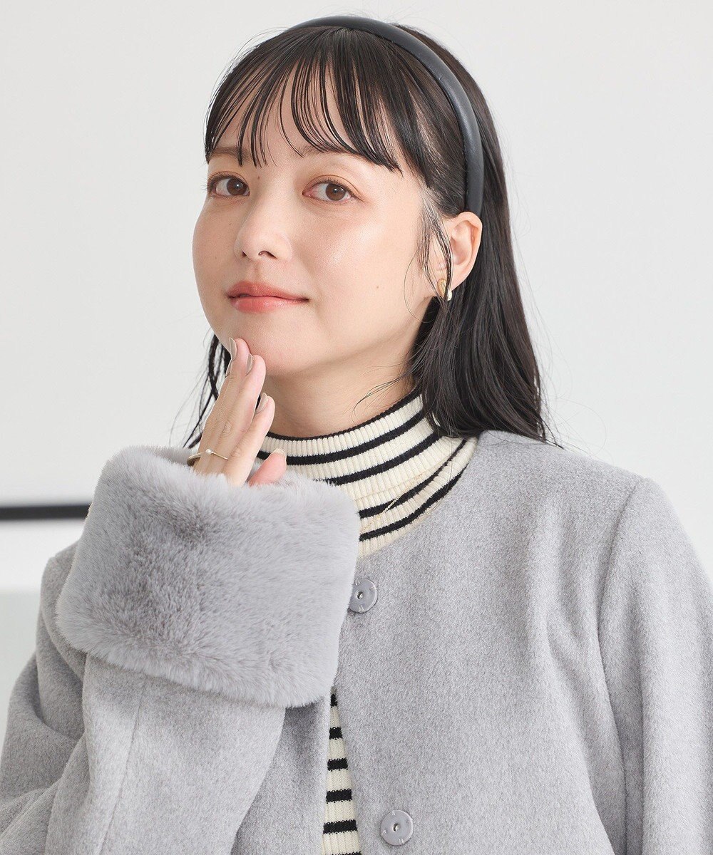 earth music&ecology ファーカフスノーカラーコート 