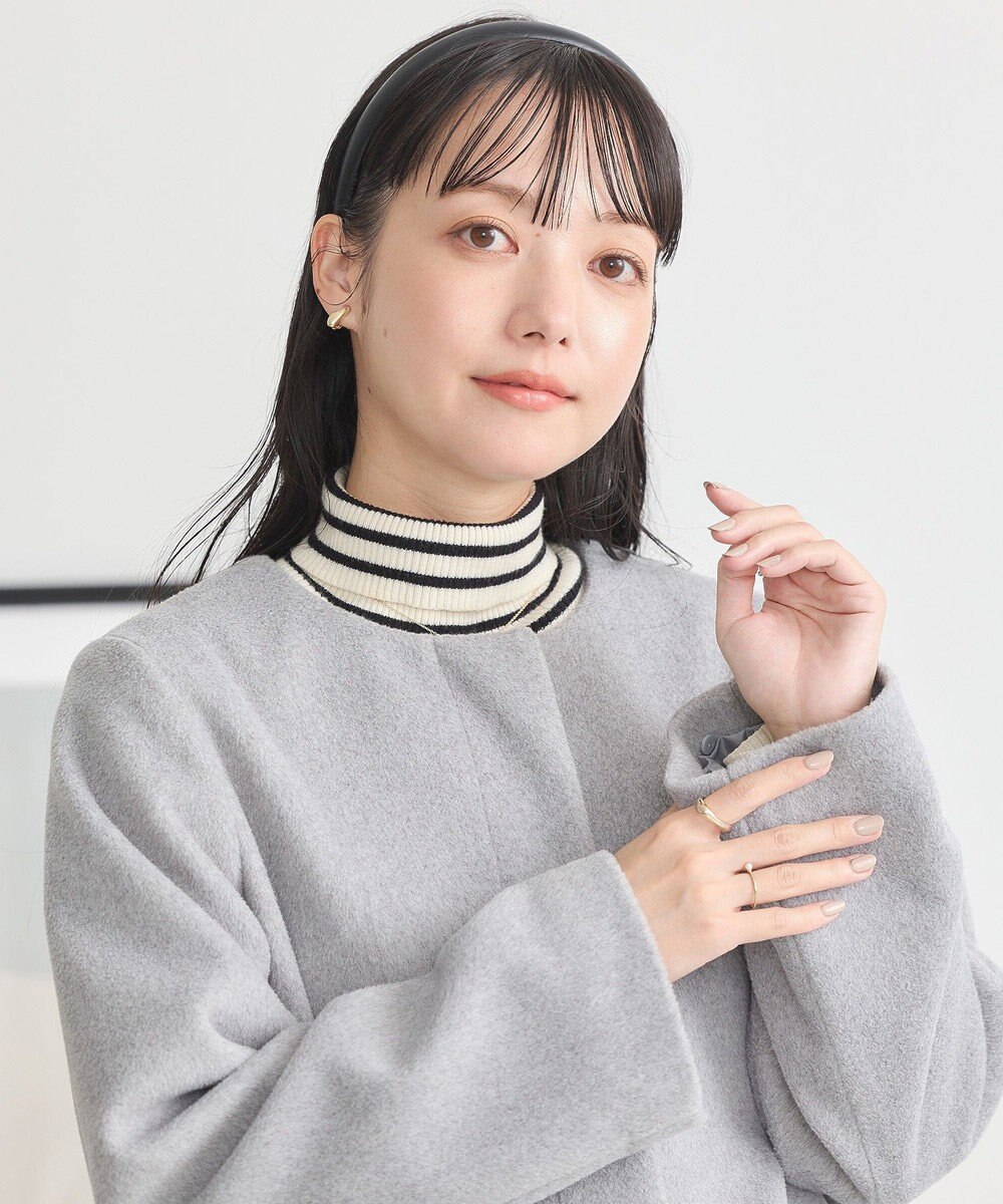 earth music&ecology ファーカフスノーカラーコート 