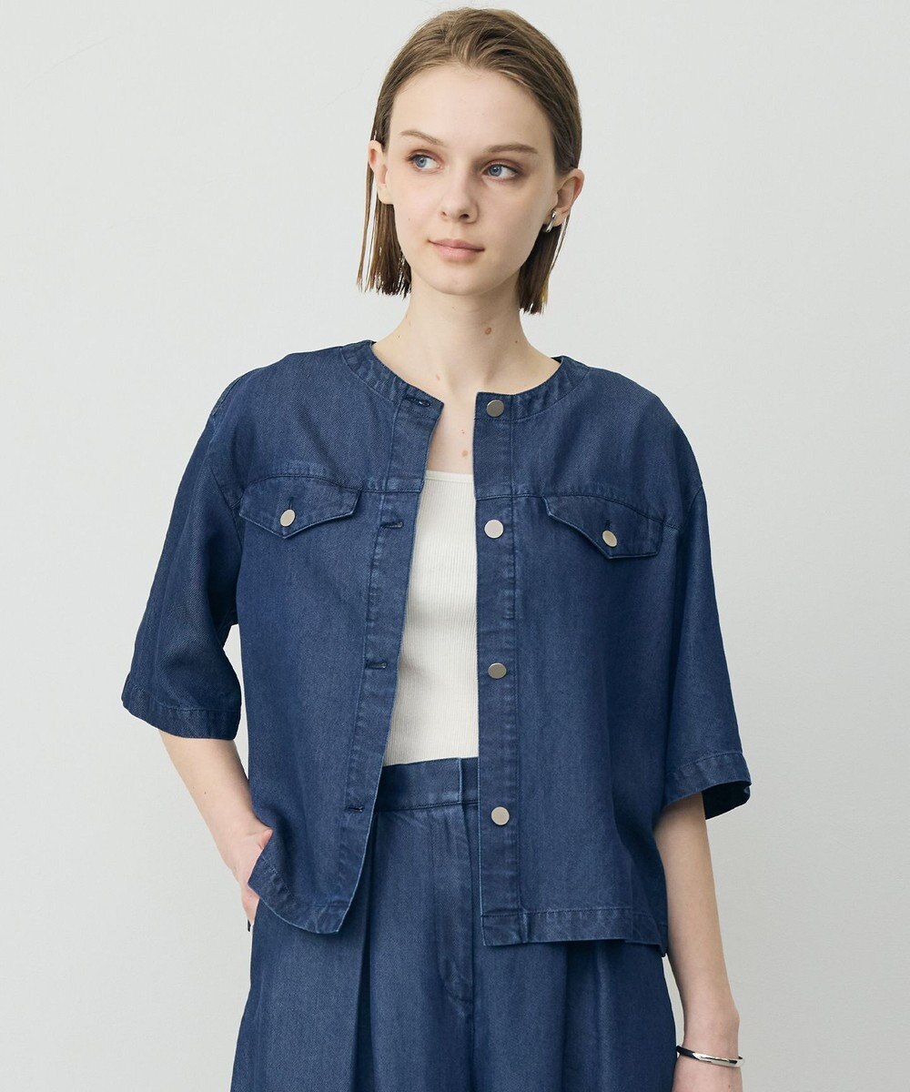 ICB L ナチュラルソフトデニム クロップドジャケット 