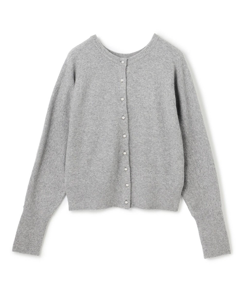 UNFILO 【前後着用 可能】ふわふわニット 2WAY パールボタンカーディガン 
