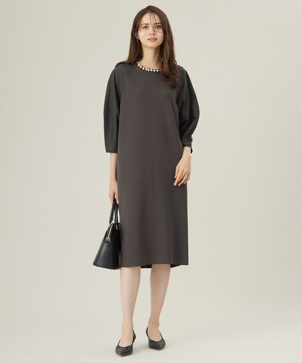 自由区 【洗える】パールディティールニット ワンピース 