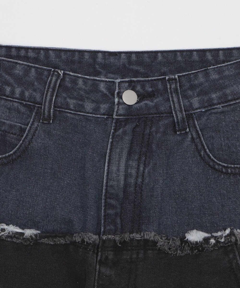 WEGO 【ユニセックス着用ITEM?MLサイズ展開】ダブルウエストカーゴデニムパンツ 