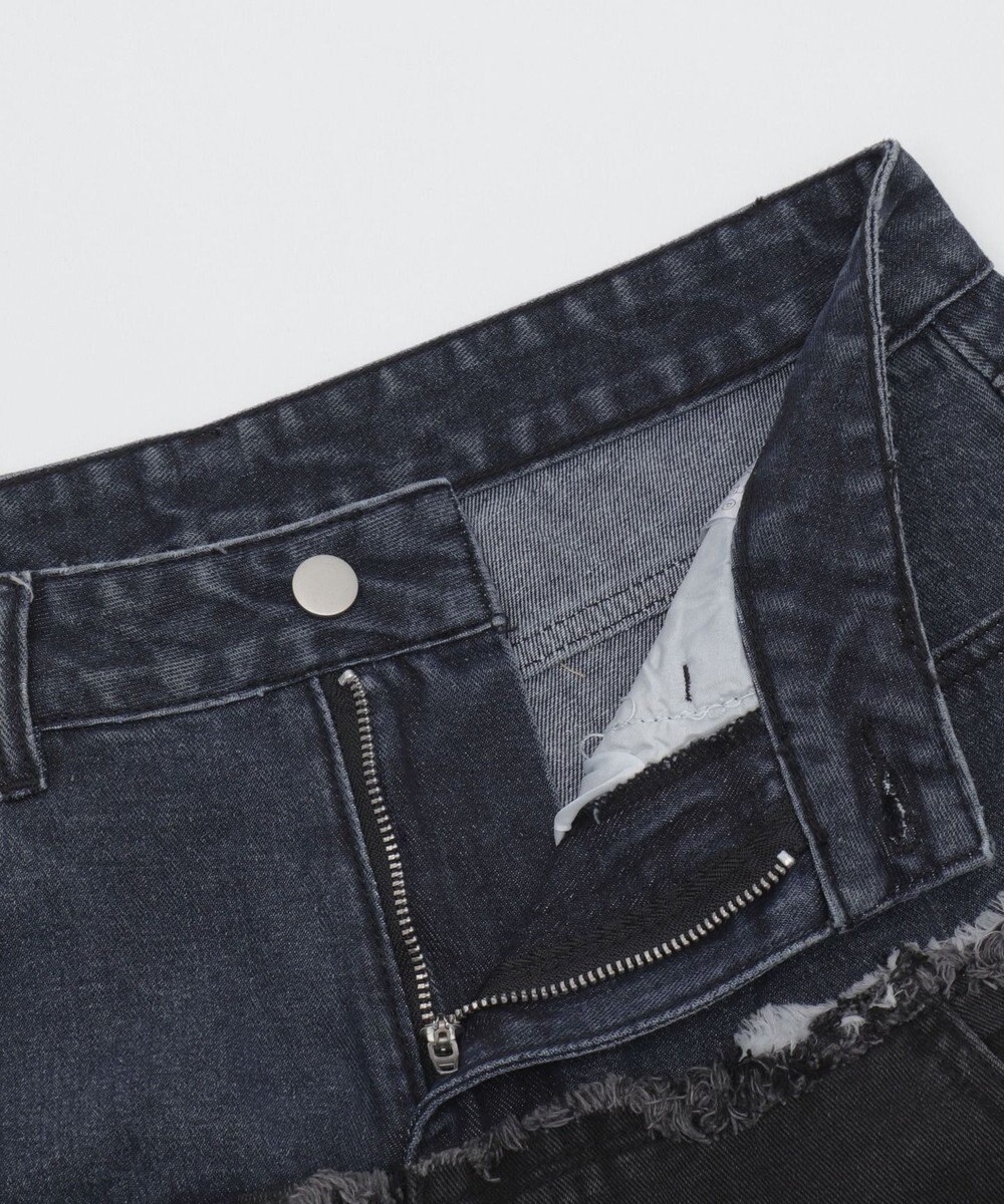 WEGO 【ユニセックス着用ITEM?MLサイズ展開】ダブルウエストカーゴデニムパンツ 