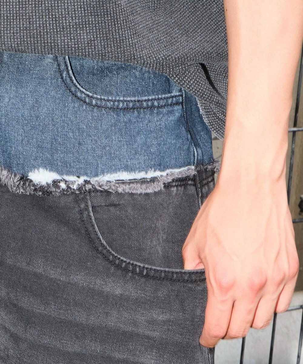 WEGO 【ユニセックス着用ITEM?MLサイズ展開】ダブルウエストカーゴデニムパンツ 