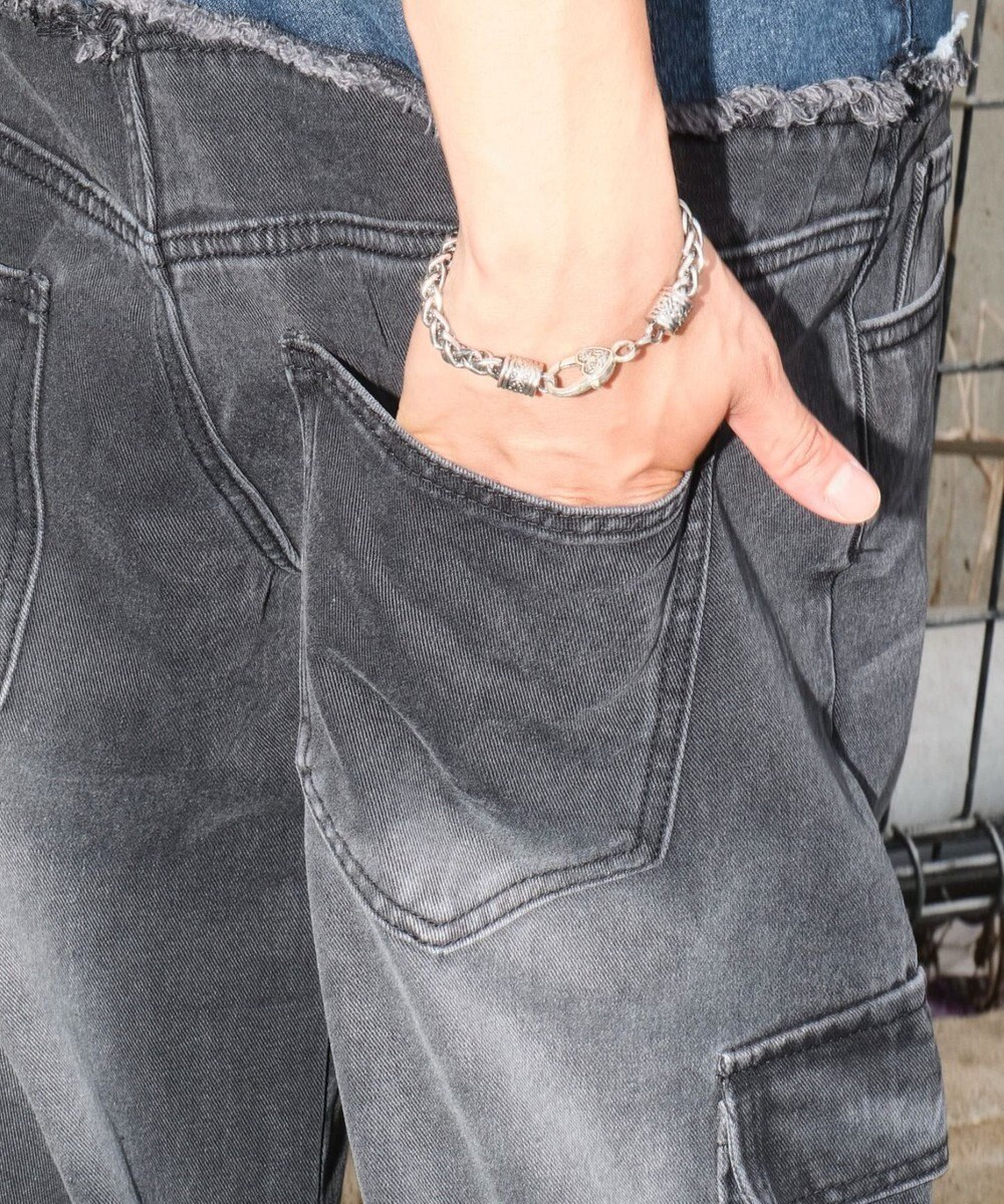 WEGO 【ユニセックス着用ITEM?MLサイズ展開】ダブルウエストカーゴデニムパンツ 