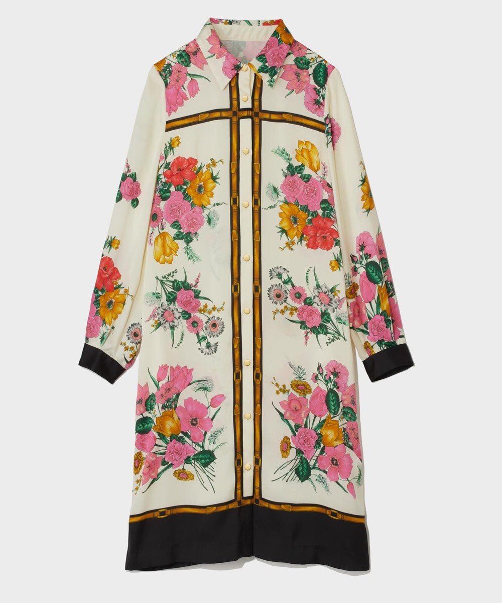 GRACE CONTINENTAL ボタニカルスカーフプリントワンピース 