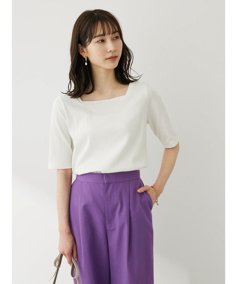 Green Parks 前後２ｗａｙリブ５分袖プルオーバー 