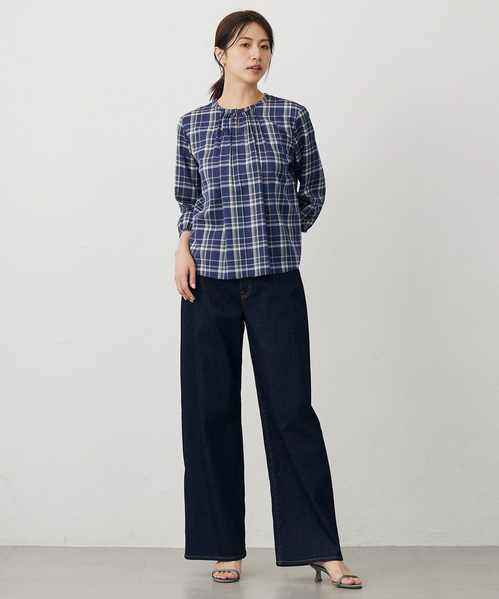 J.PRESS LADIES S 【洗える】BASIC STRETCH DENIM ワイド ストレート デニム 