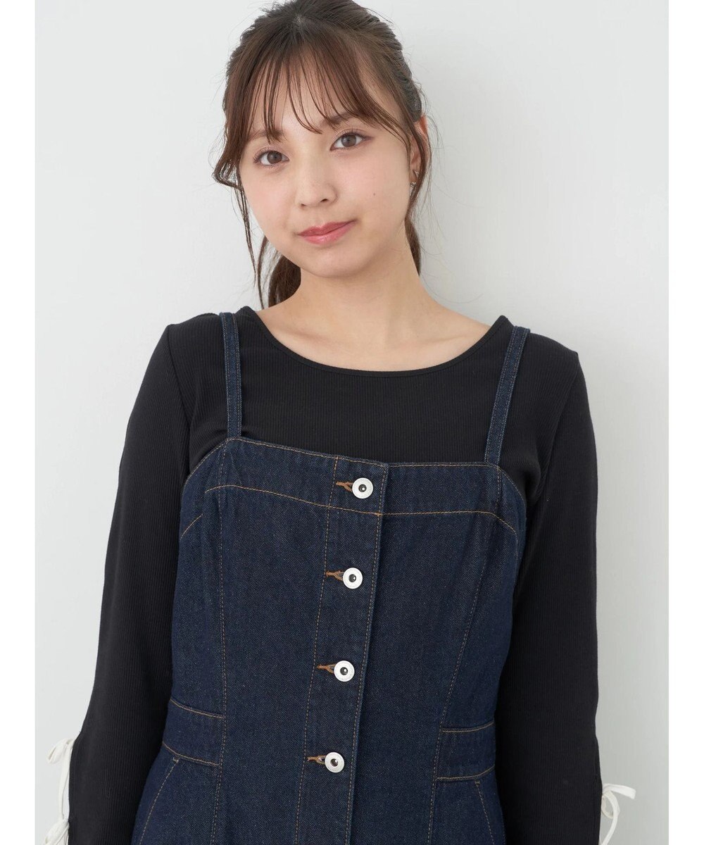 earth music&ecology ボタンキャミデニムワンピース 