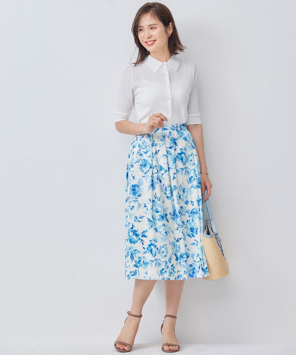 組曲 L 【WEB限定カラーあり】衿付きシアーニットポロ 