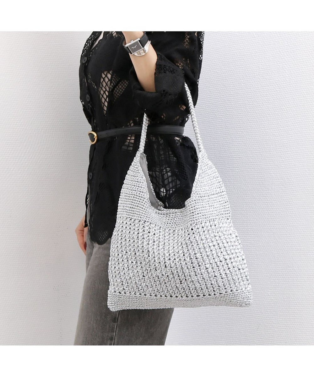 UNBILLION カシュカシュ cachecache / メタリックコード柄編みワンハンドルトート 