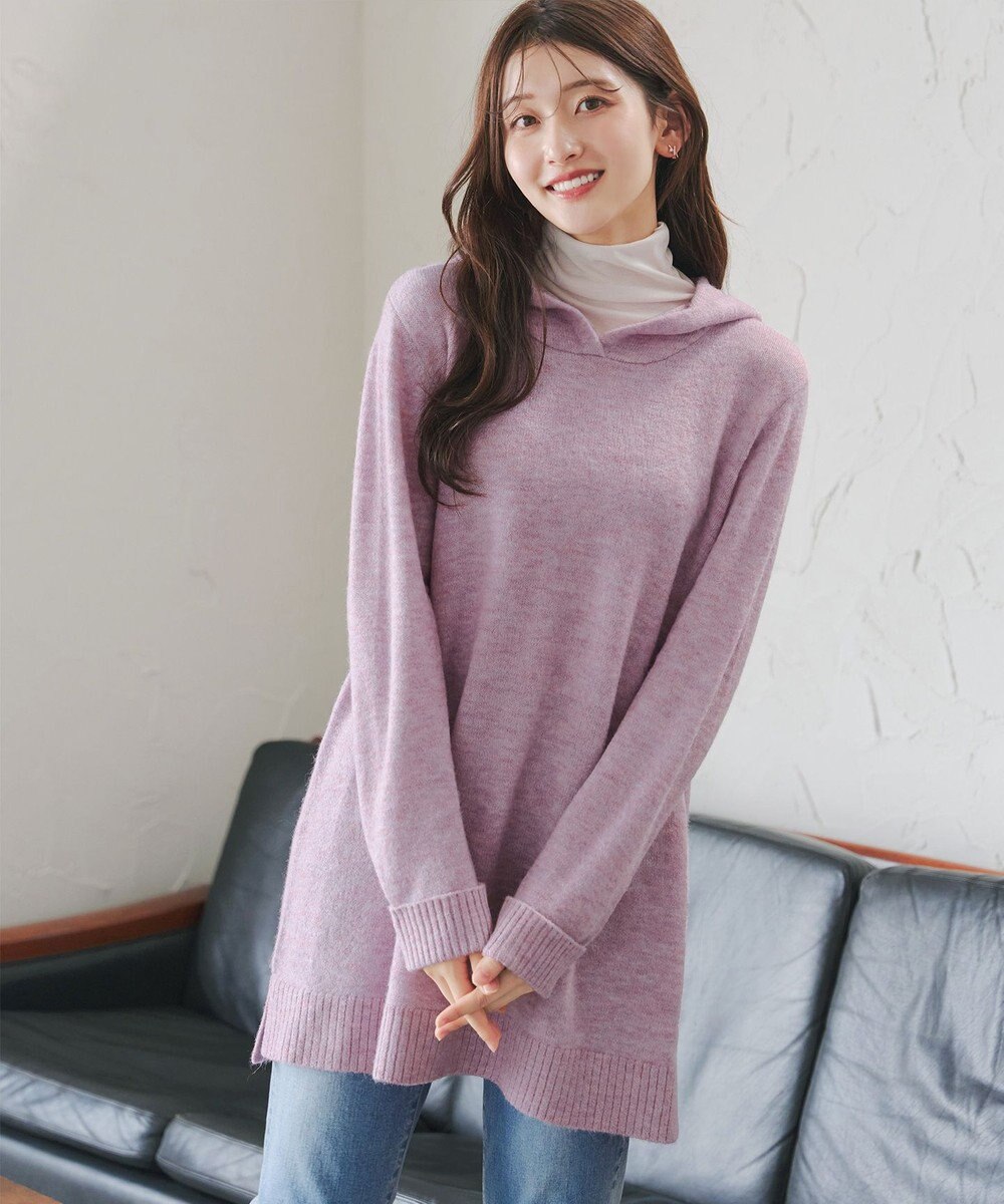 Tiaclasse メランジフーディーニットチュニック 