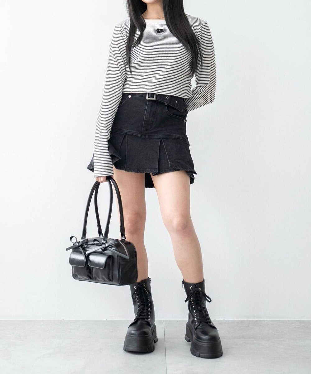 WEGO 厚底ボリュームレースアップショートブーツ 