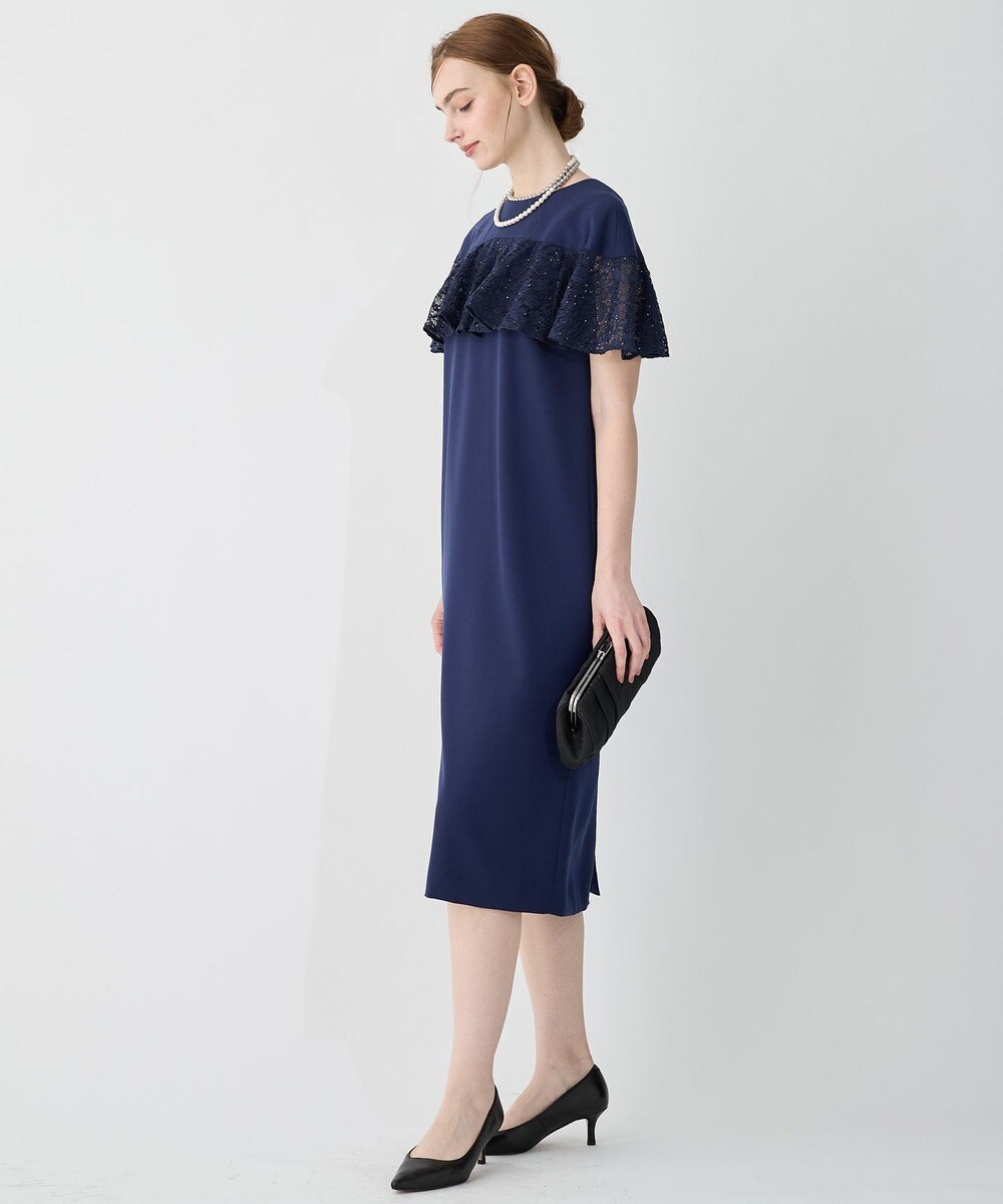 23区 【APPLAUDIR】スパンコールレース フリルコンビドレス 