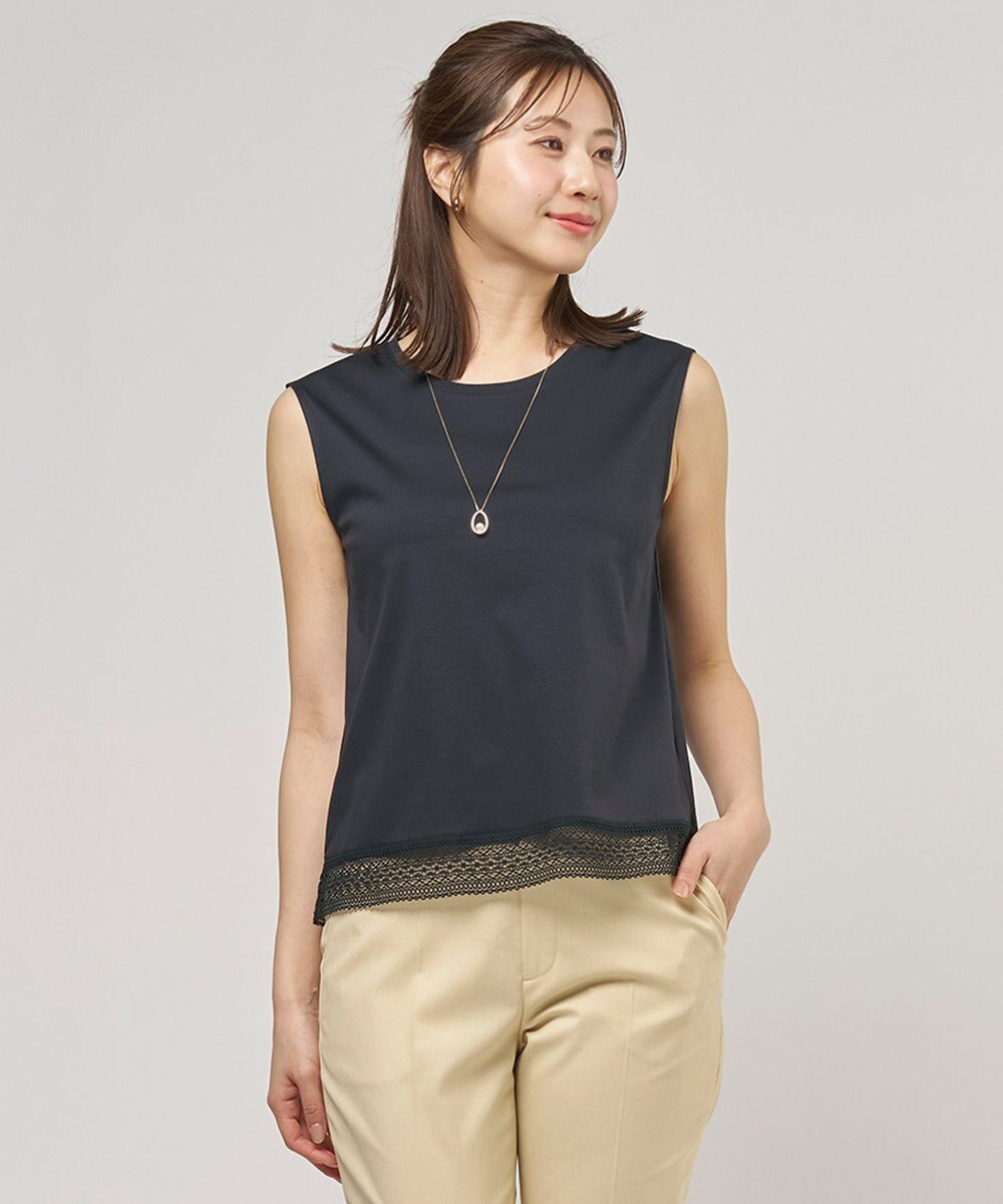 J.PRESS LADIES 【レイヤードスタイルに】コットンスムース ノースリーブ カットソー 