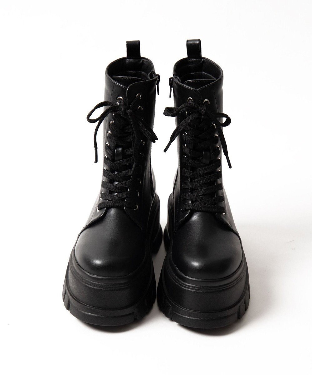 WEGO 厚底ボリュームレースアップショートブーツ 