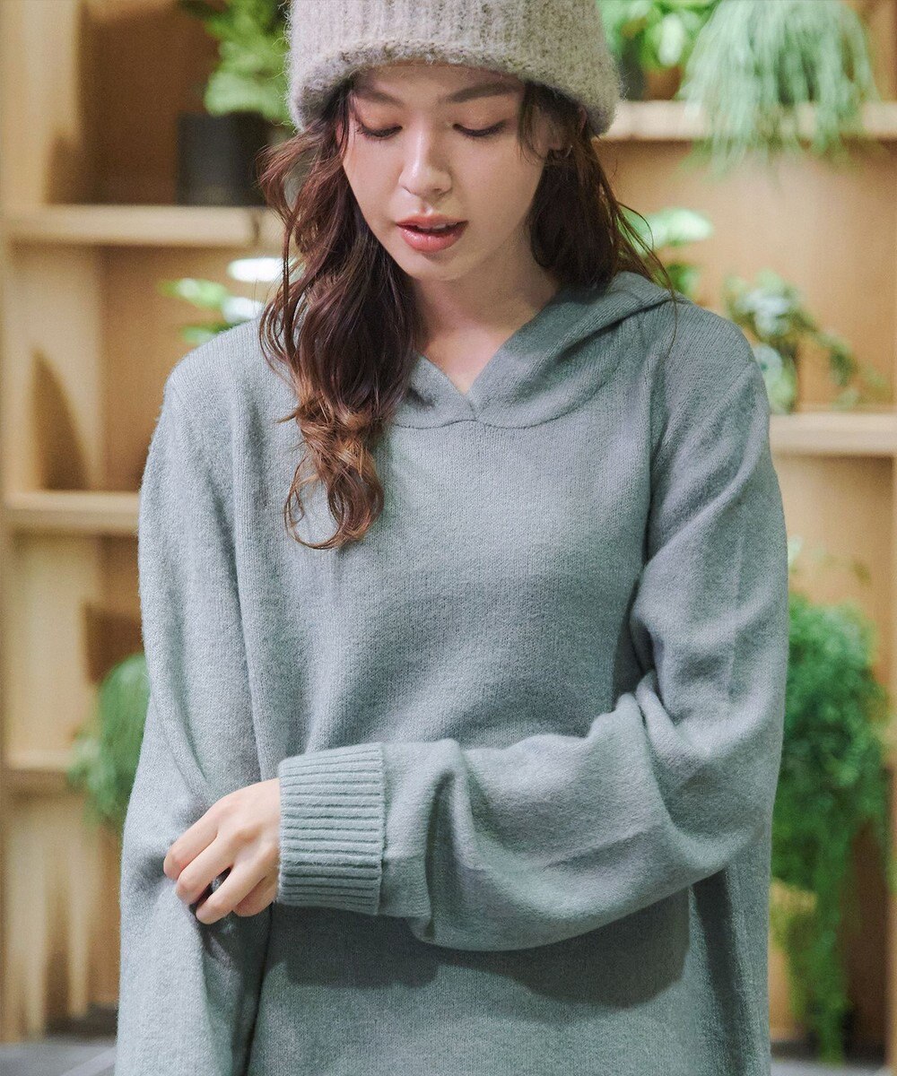 Tiaclasse メランジフーディーニットチュニック 