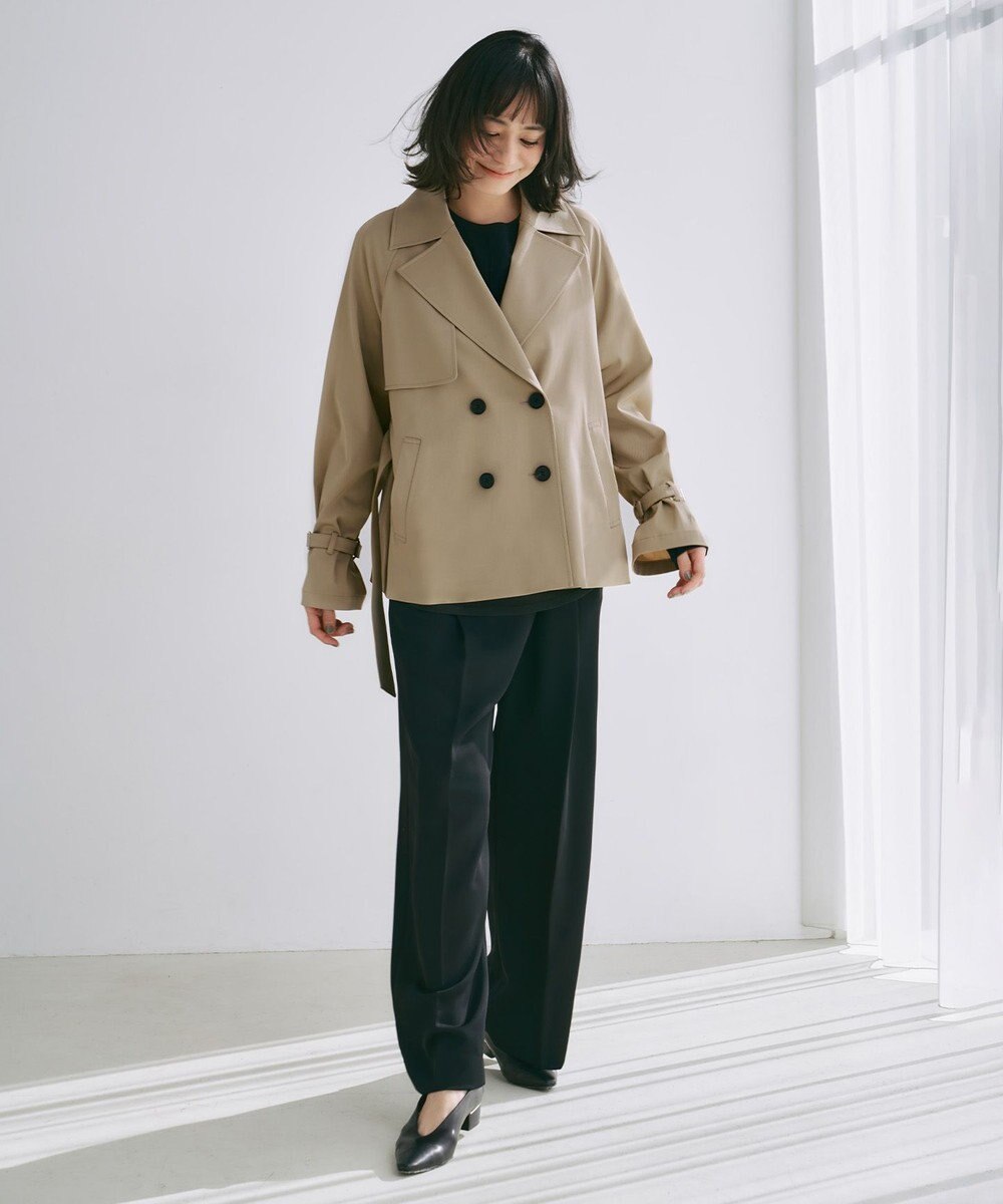 ICB 【洗える】シルフィルダブルクロス ワイドパンツ 