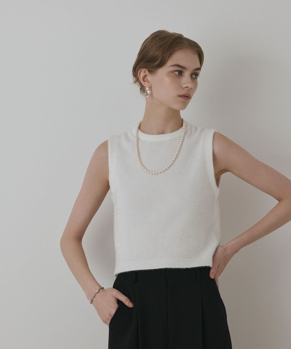 GRACE CONTINENTAL ラメフェザ－ニットトップ 