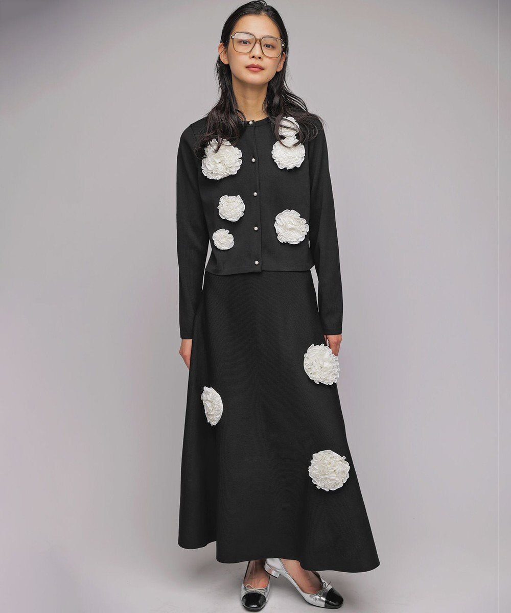 組曲 S 【組曲×setsuko sagittaire】ボンボンフラワーニット カーディガン 