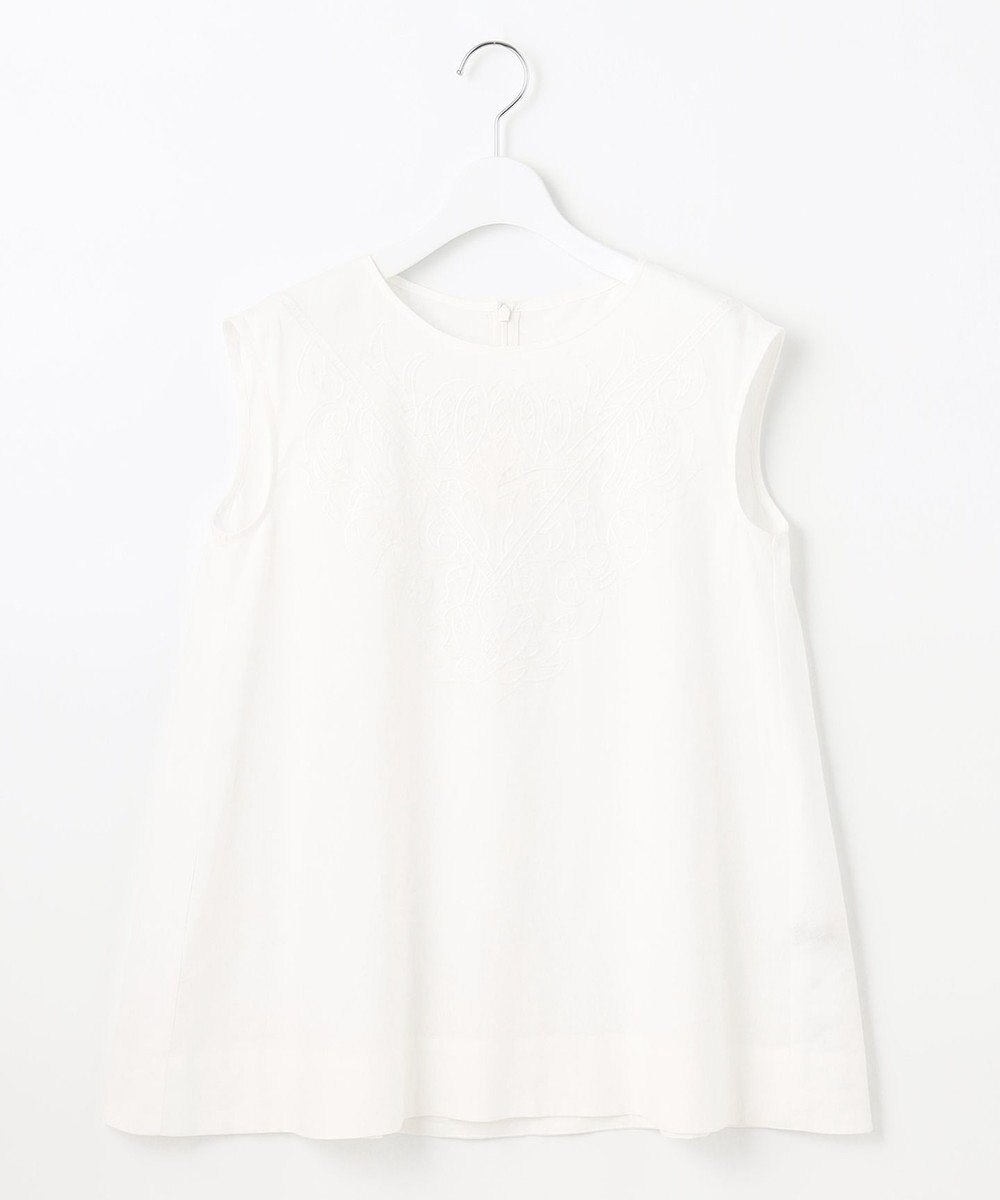 UNFILO 【撥水】レーヨン麻ライト刺繍ブラウス 