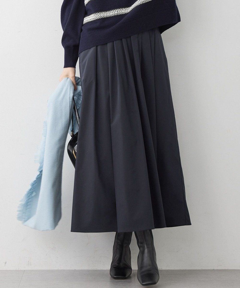 23区 【撥水加工/洗える】ブライトタフタ タック スカート 