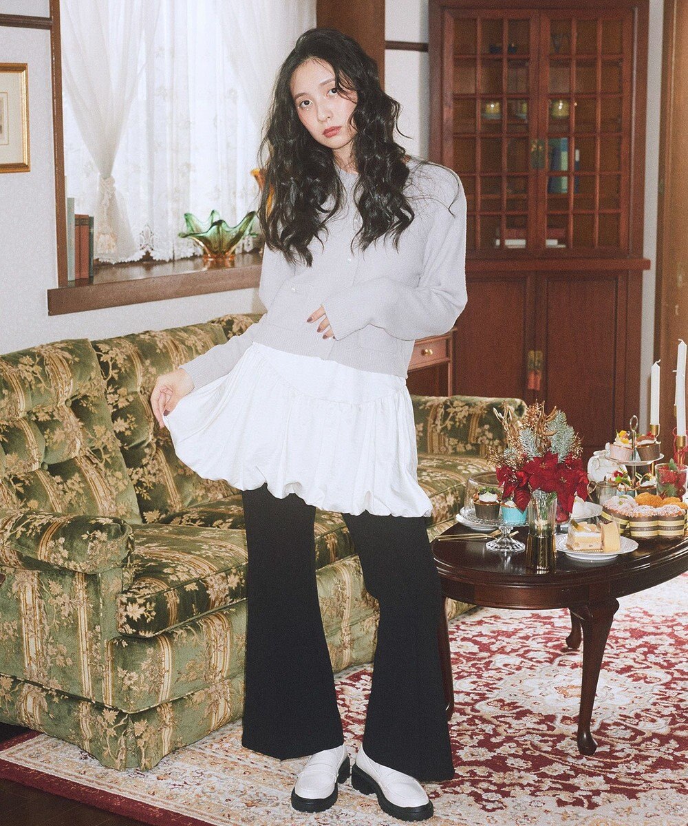 earth music&ecology 【イージーケア】パウダーシャギークルーネックカーディガン 