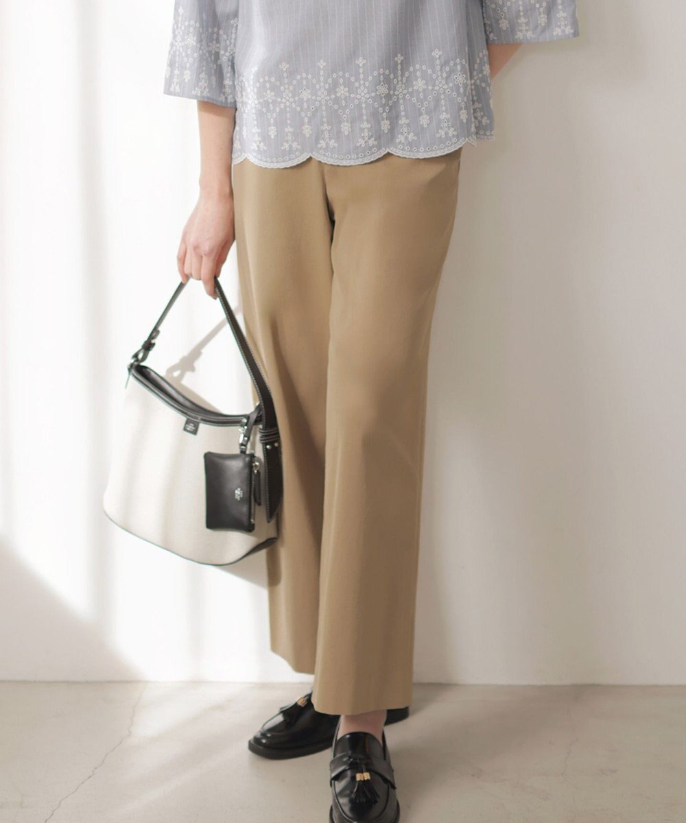 J.PRESS LADIES S 麻シェルドライ ワイド ストレート パンツ 