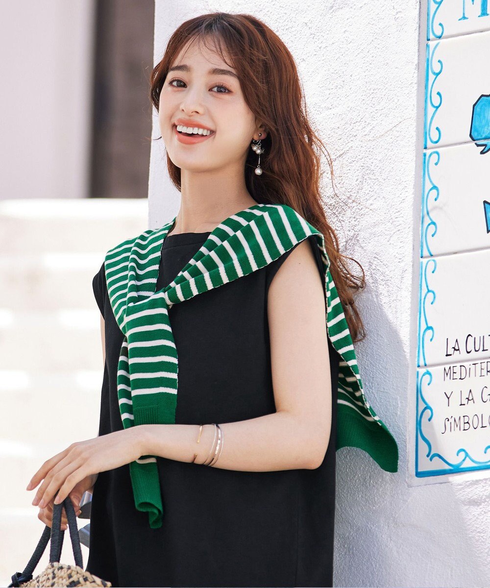 Tiaclasse 肩掛けボーダーフェイクカーデ 