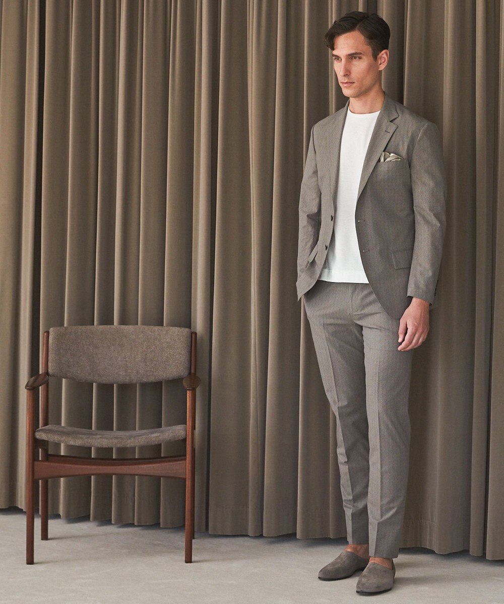 GOTAIRIKU 圧倒的清涼感・８つの夏機能【接触冷感/通気性/軽量/撥水…等】クールドッツ セットアップジャケット_ヘリンボーンプリント（25年モデル） 