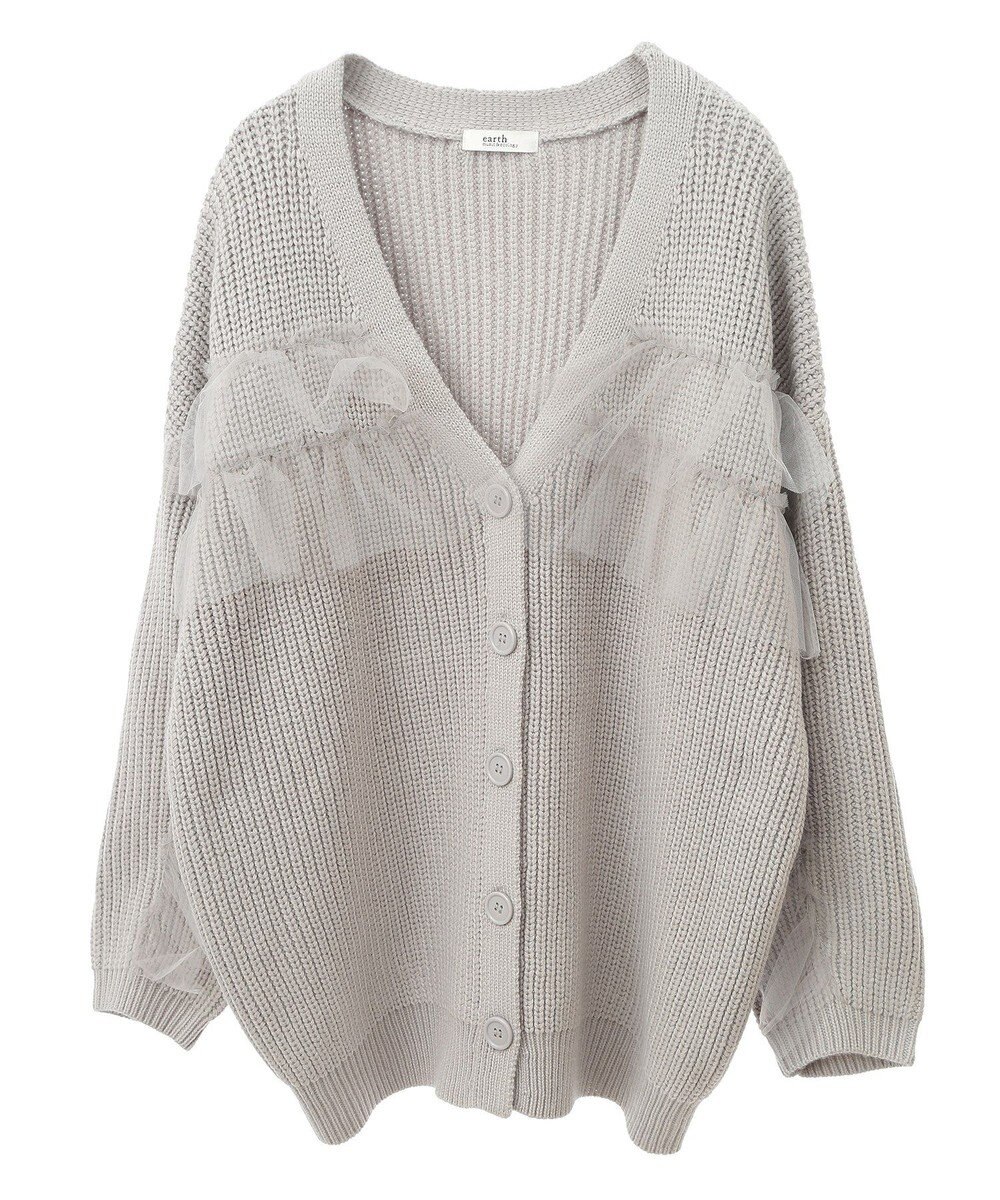earth music&ecology チュールフリルカーディガン 