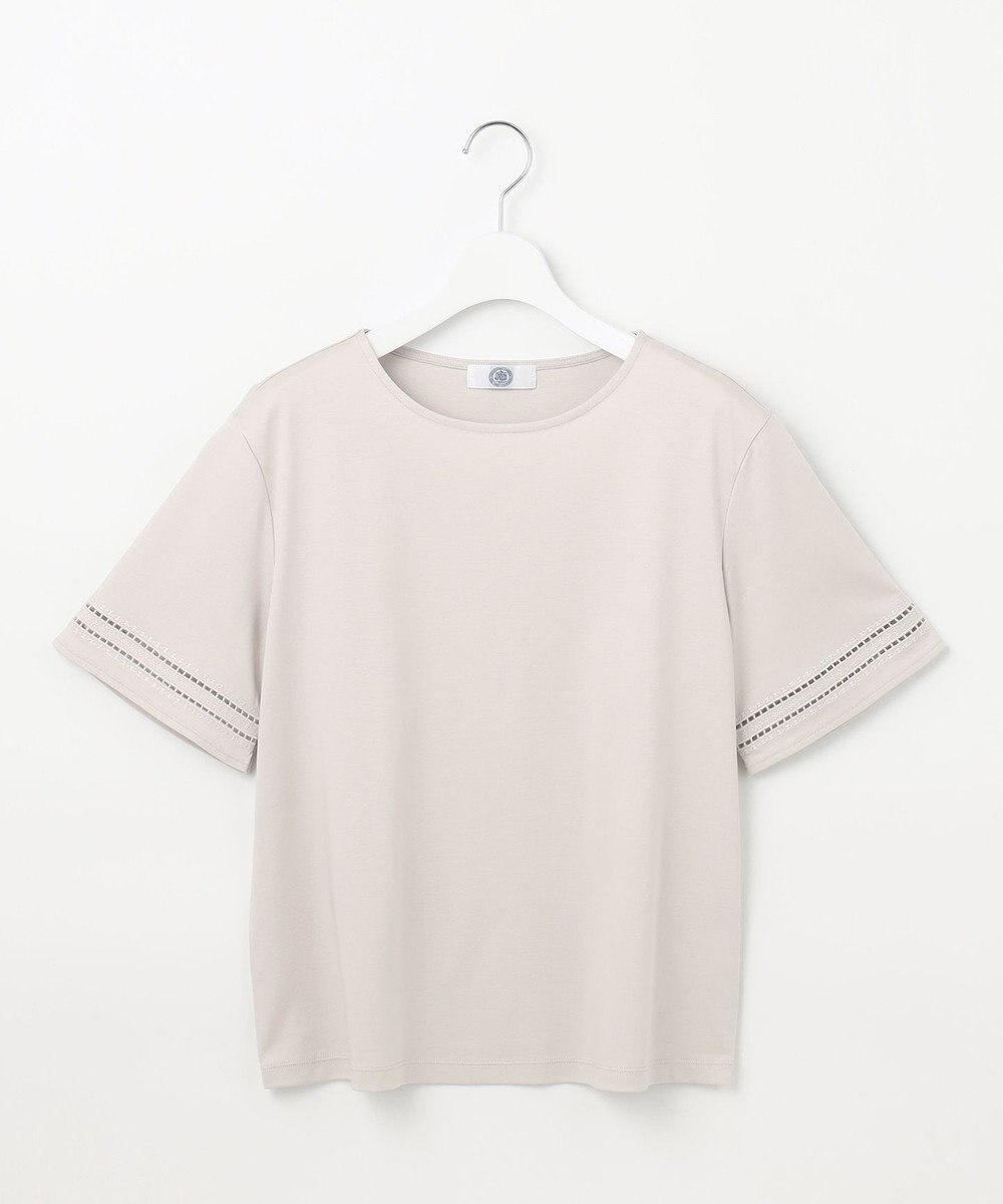 J.PRESS LADIES L 【接触冷感】コットンスムース 刺繍スリーブ カットソー 