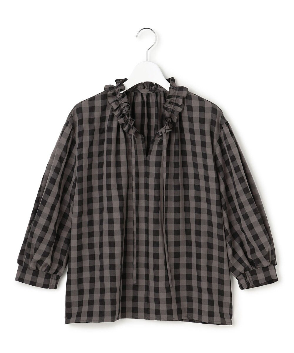 23区 L 【WEB&一部店舗限定】ブロックチェック フリル ブラウス 
