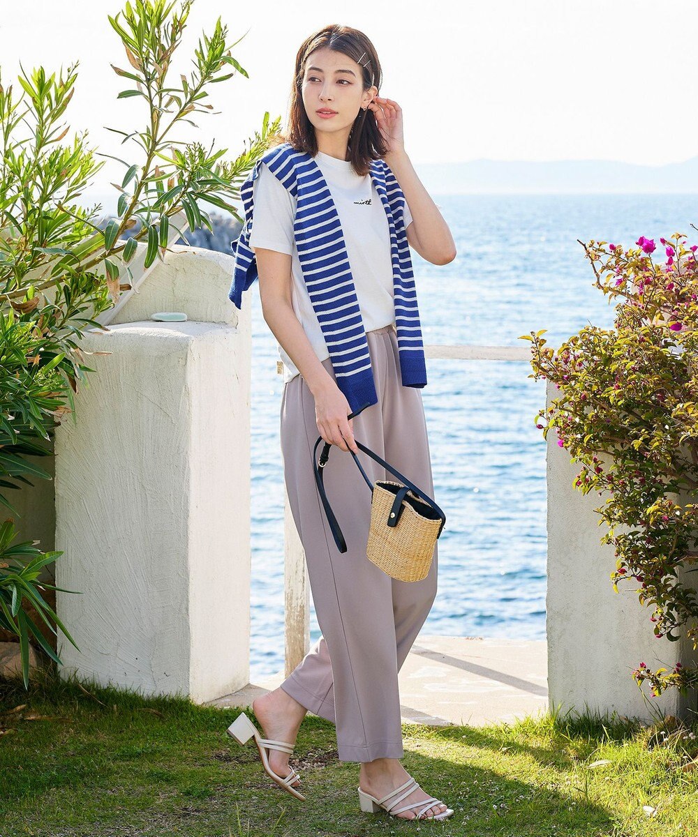 Tiaclasse 肩掛けボーダーフェイクカーデ 