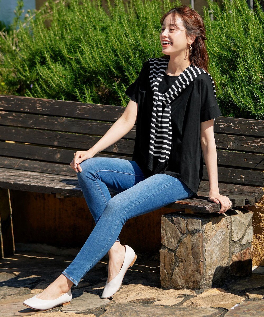 Tiaclasse 肩掛けボーダーフェイクカーデ 