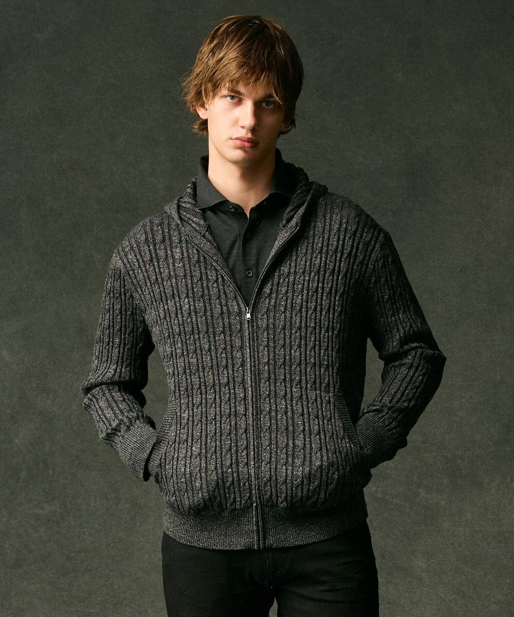 JOSEPH ABBOUD 【オリジナルオーガニックコットン使用/サスティナブル】JOE COTTONケーブル ニットパーカー 