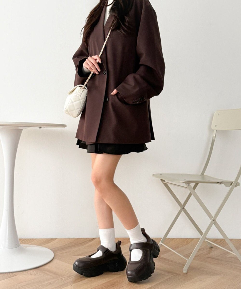 WEGO 厚底ベロクロストラップシューズ 