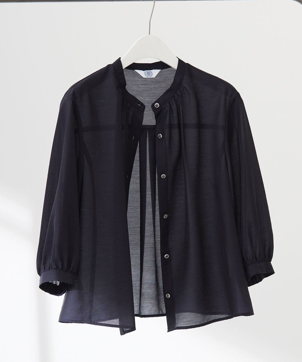 J.PRESS LADIES 【洗える】シアーブライトローン バンドカラー ブラウス 