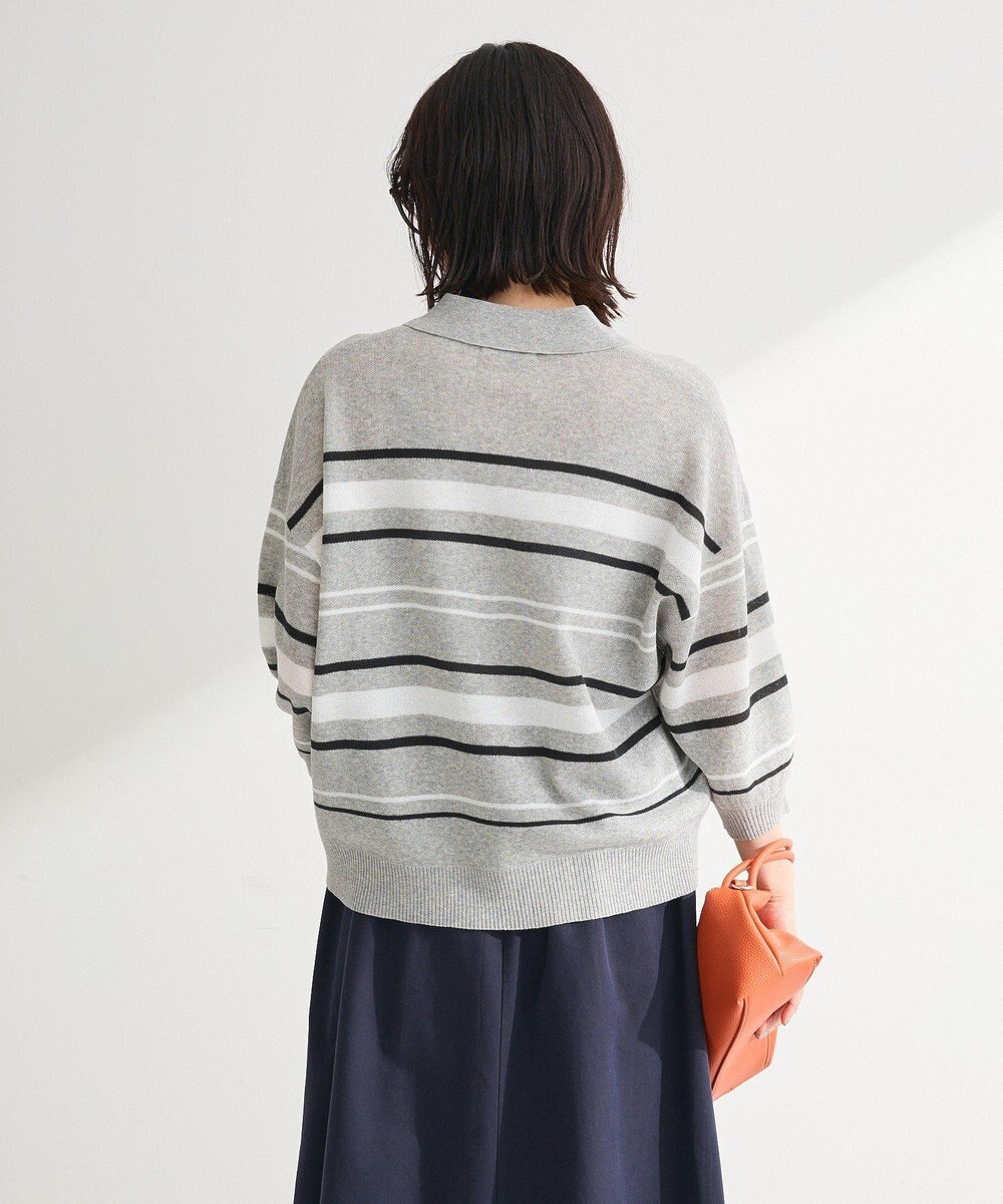 Green Parks 衿付き７分袖ニットプルオーバー 