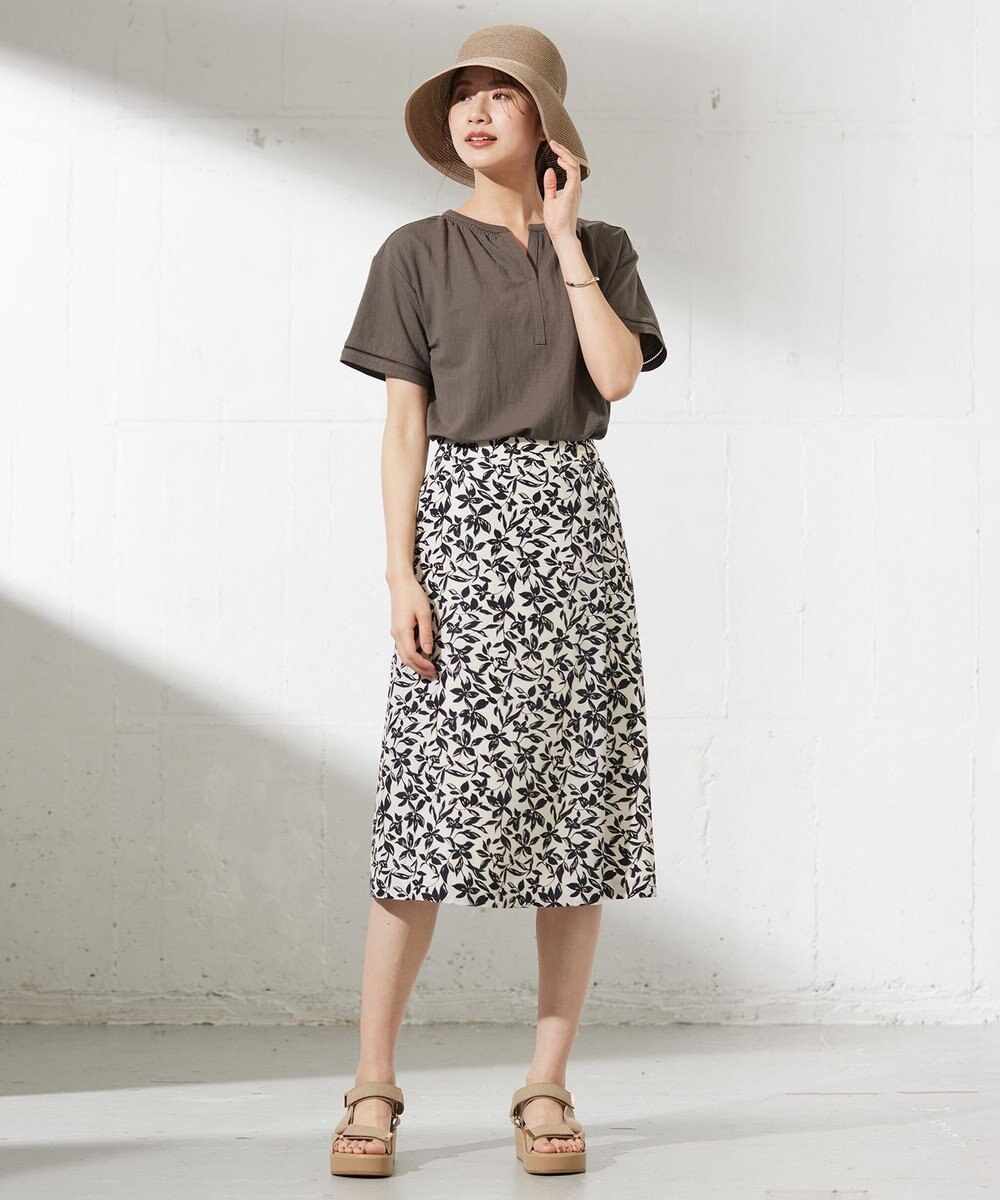 J.PRESS LADIES S 【洗える】ボタニカルプリント スカート 